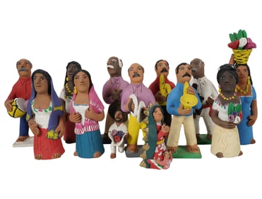 A Group of Josefina Aguilar Mexican Folk Art Pottery Figures