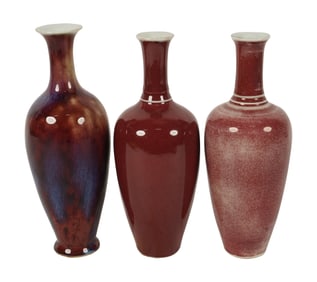 Three Chinese Flambe Porcelain Vases