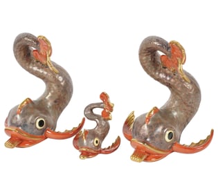 Three Herend Porcelain Koi Fish