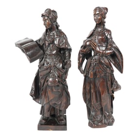 A Pair of Continental Oak Carved Oak Figures