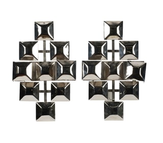 A Pair of Modernist Chromed Metal Sconces