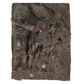 A Small African Bronze Plaque