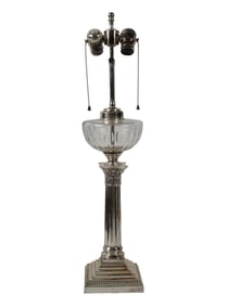 A Silver-plated Columnar Table Lamp
