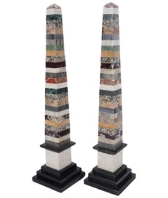 A Pair of Grand Tour-Style Specimen Marble Obelisks