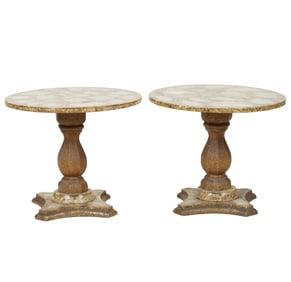 A Pair of Onyx and Abalone Shell Cocktail Tables