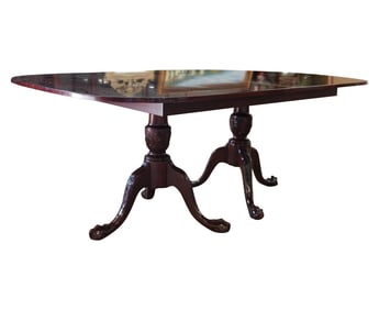 An English Regency-Style Satinwood-Inlaid Mahogany Dining Table