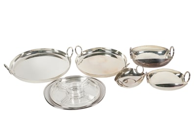 A Group of Silver-plate Serving Bowls and Trays
