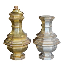 L. Rossi: Two Gilt Metal Lamp Bases