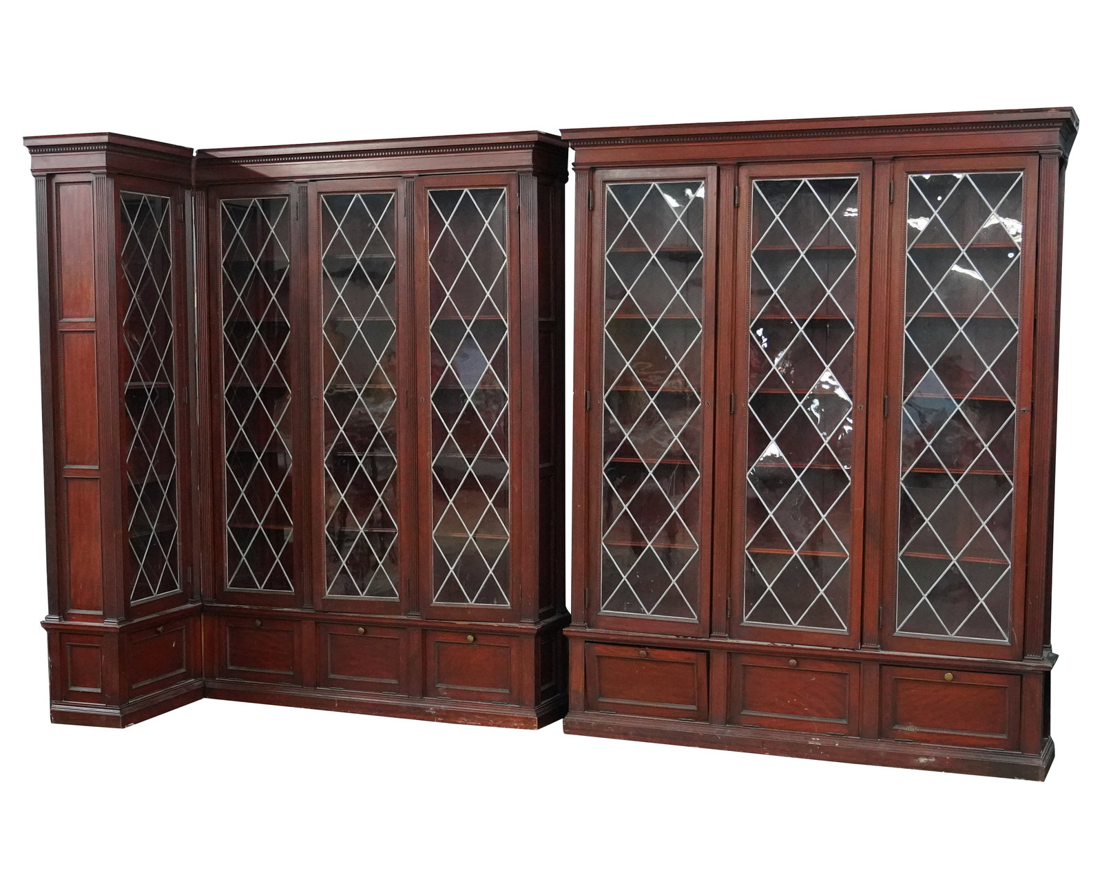 A Mahogany and Leaded Glass Bookcase (1 of 11)