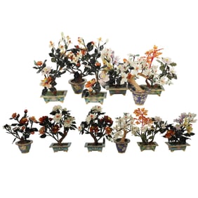 Six Pairs of Chinese Mineral Trees