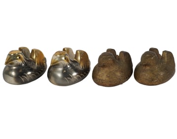 Two Pairs of Japanese Bird-Form Screen Holders
