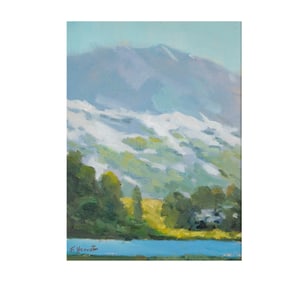 Felice Hrovat, 20th/21st century, Mountain Lake Landscape
