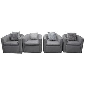 Four Contemporary and Gray Upholstered Armchairs