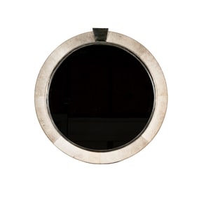 A Chrome and Cow Hide Circular Wall Mirror