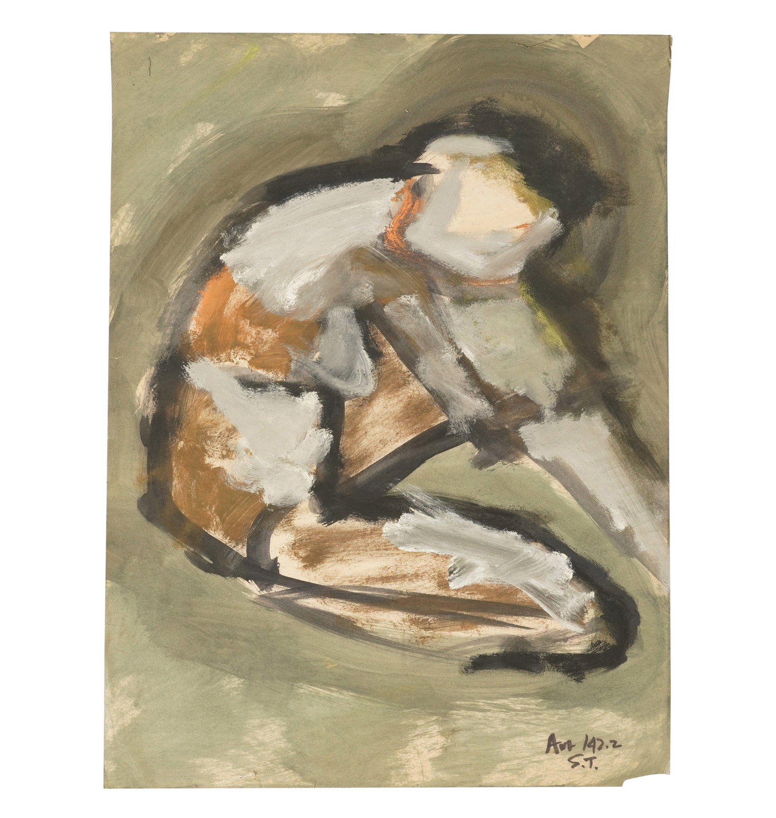 Sam Tchakalian, 1929-2004, Untitled (Nude): oil and watercolor on paper, signed with initials and inscribed "Art 142.2" lower right Sheet: 23 3/4 x 18 in. (60.3 x 45.7 cm.) Notes: This item does not qualify for in-house shipping. Please see our