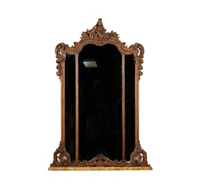 A Rococo-Style Carved Wood Mirror