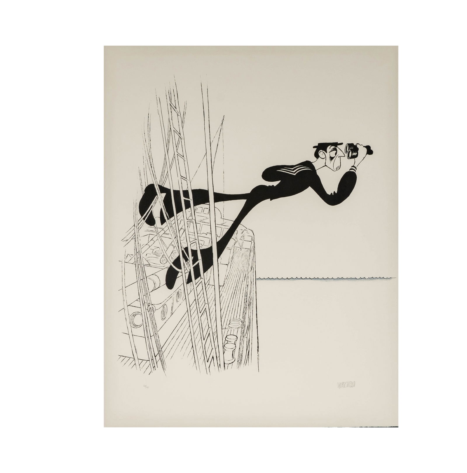 Albert Hirschfeld, American 1903-2003, Buster Keaton in The Navigator (1 of 10)