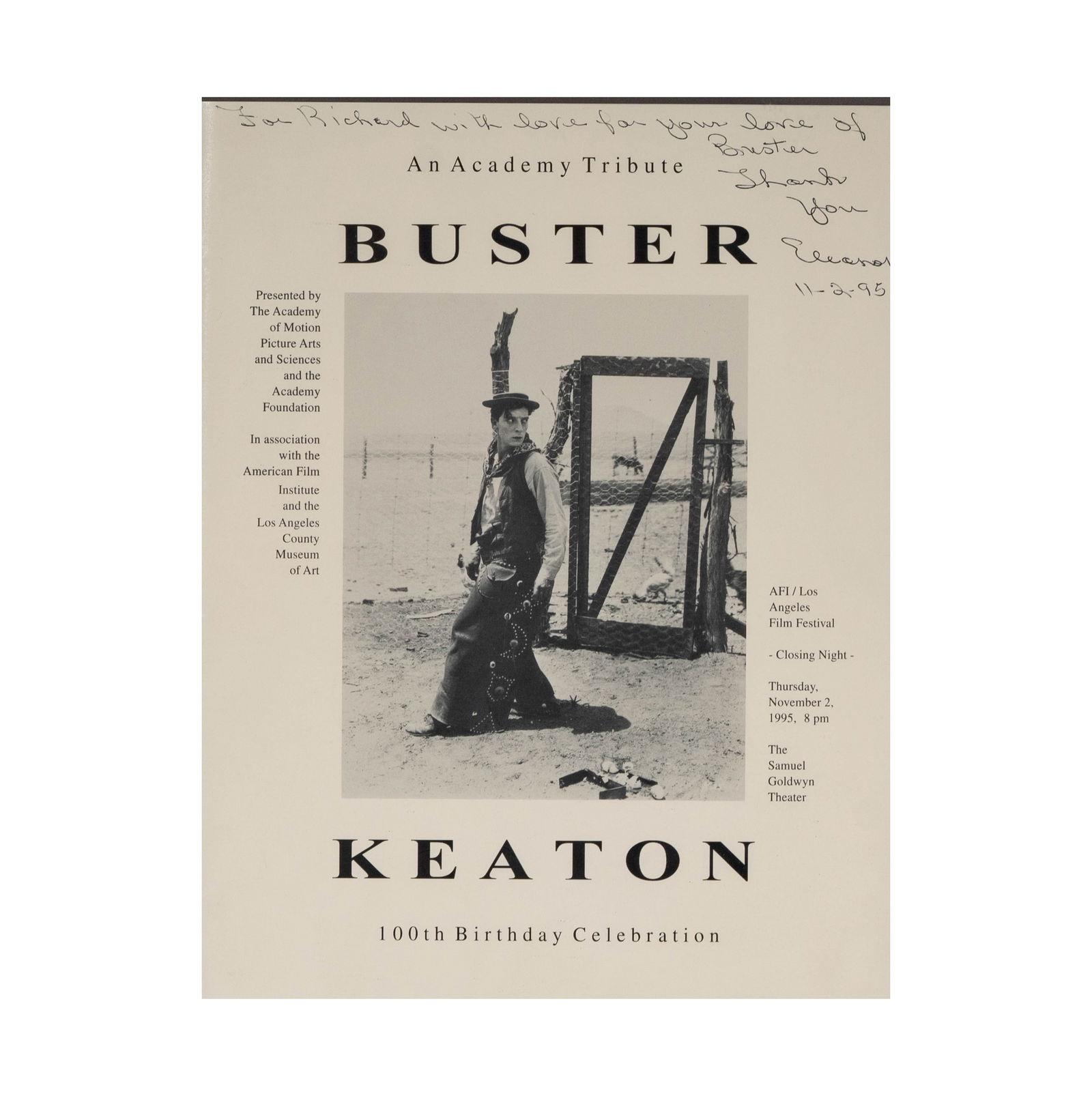 Signed Buster Keaton 100th Birthday Celebration Booklet (1 of 8)