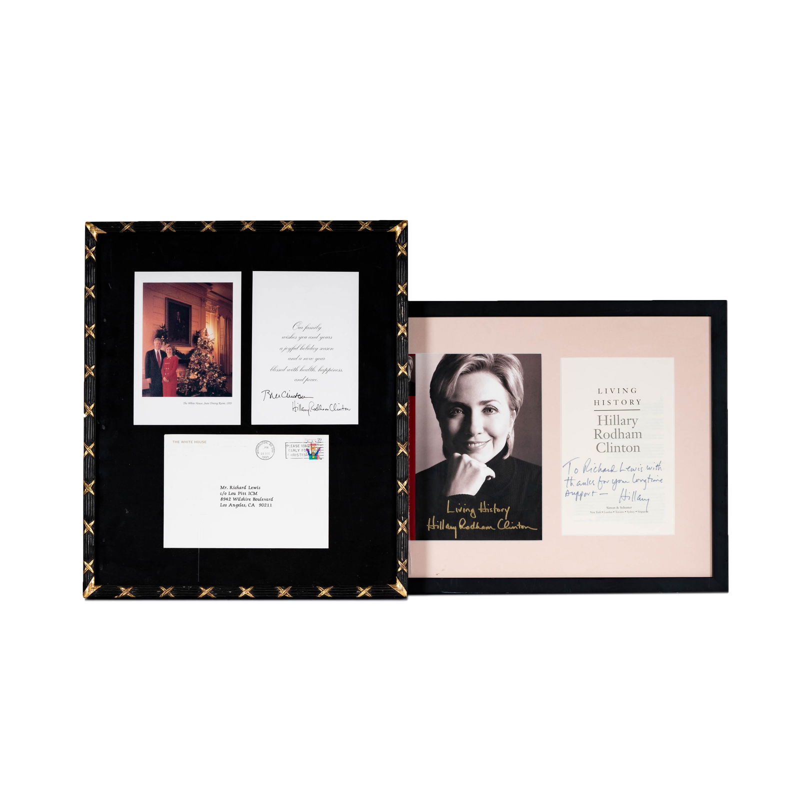 Bill & Hillary Clinton Autographed Photo Displays and Card (1 of 10)