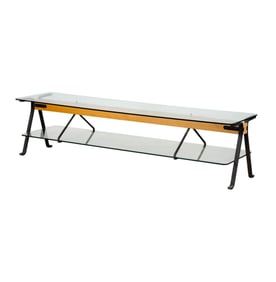 Tiered Glass, Metal, and Wood Console