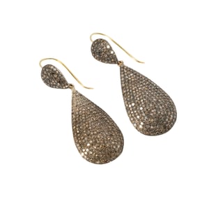 Bob Newhart: Yellow Gold, Silver, and Fancy Brown Diamond Earrings