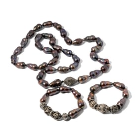 Bob Newhart: Cultured Pearl, Silver, Metal, and Diamond Jewelry Suite