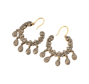 Bob Newhart: Yellow Gold, Silver, and Polki-Cut Diamond Earrings