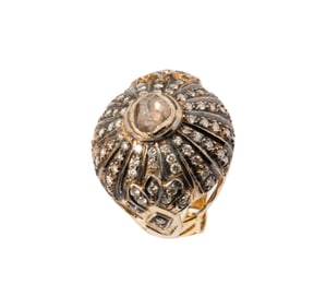 Bob Newhart: 18 Karat Yellow Gold, Silver, Diamond, and Polki-Cut Diamond Ring