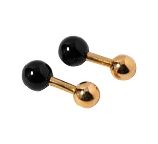 Bob Newhart: Pair of Tiffany & Co. 14 Karat Yellow Gold and Onyx Cufflinks