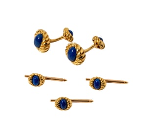 Bob Newhart: Schlumberger for Tiffany & Co., 18 Karat Yellow Gold and Lapis Lazuli Dress Set