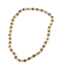 Bob Newhart: Van Cleef & Arpels Convertible 18 Karat Yellow Gold, Cultured Pearl, Emerald, Ruby,