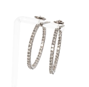 Bob Newhart: Cartier 18 Karat White Gold and Diamond Hoop Earrings