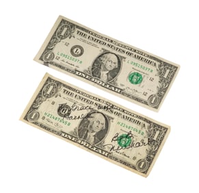 Bob Newhart: Two 1 Dollar Bills, One Signed by Bob Newhart