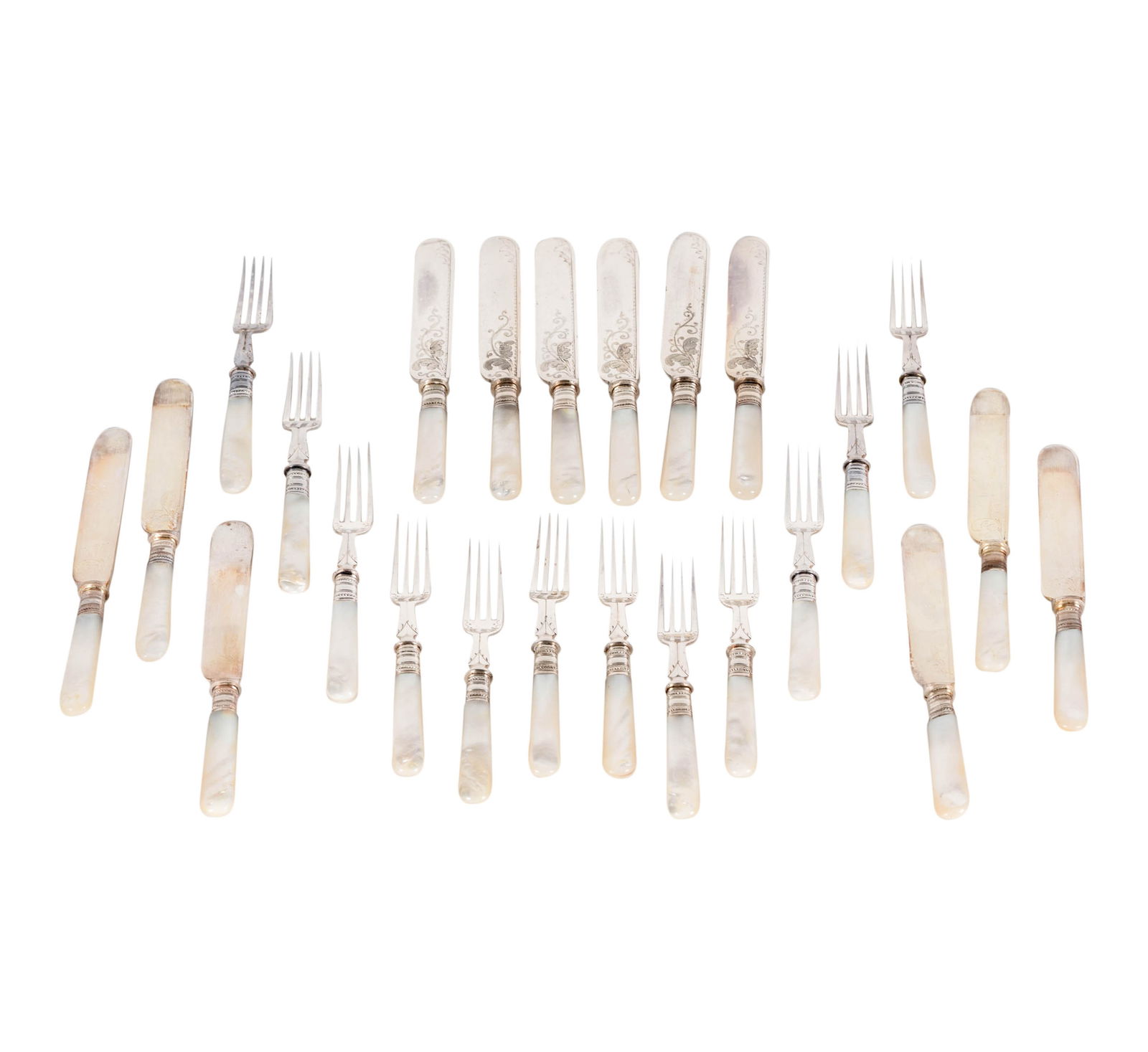 Bob Newhart: Victorian Mother of Pearl-Mounted Fruit Service (1 of 18)