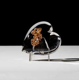 Bob Newhart: A Steuben 18k Gold and Crystal Heart and Key