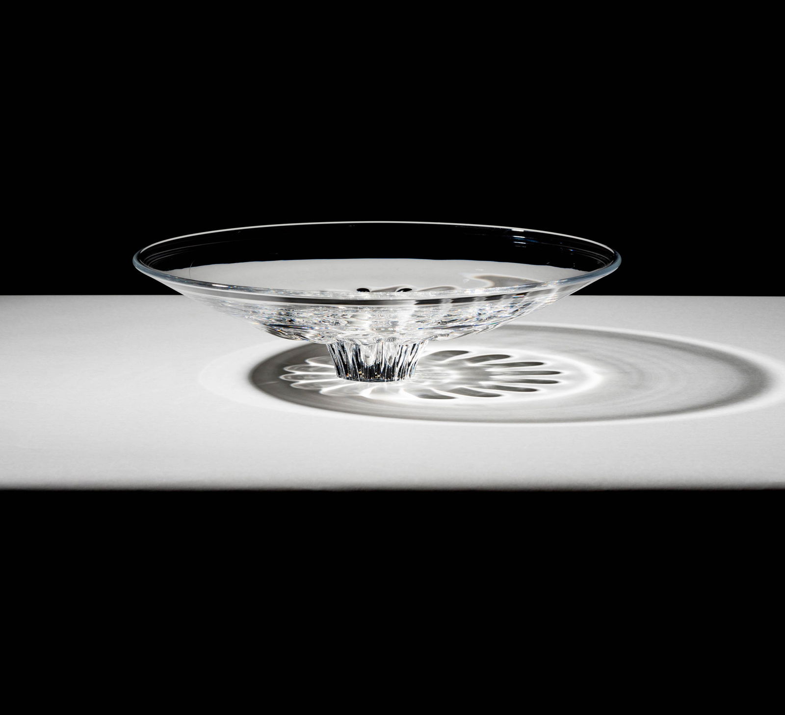 Bob Newhart: A Steuben Glass Center Bowl: with etched signature 4 x 15 1/2 in. (10.2 x 39.4 cm.) Provenance: From The Legendary Estate of Bob and Ginnie Newhart, celebrated icons of American entertainment. Bob Newhart, the groundbreaking come