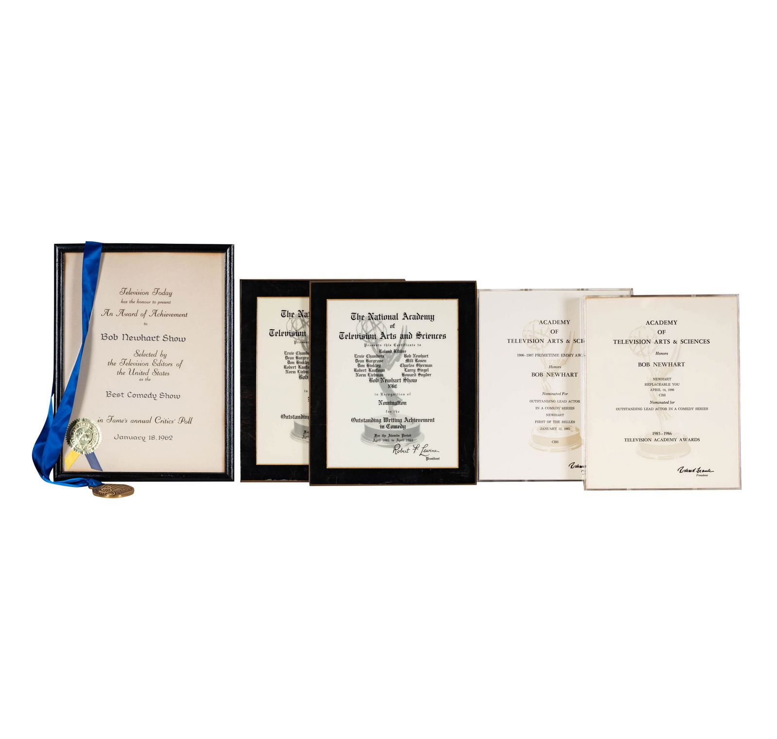 Bob Newhart: Five Academy Award Plaques and Medal (1 of 9)