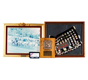 Bob Newhart: 1994 World Cup Coins and Rose Parade Pins with Photo