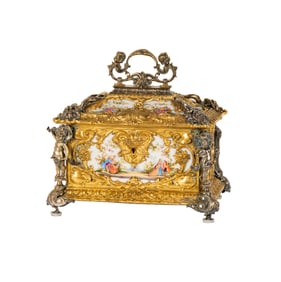 Bob Newhart: A French Gilt and Silvered-Bronze Mounted Porcelain Casket