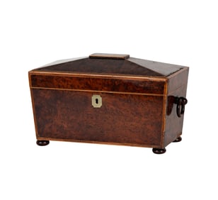 Bob Newhart: An English Antique Burl Walnut Tea Caddy