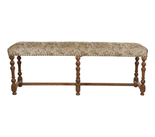 Bob Newhart: A Studded Upholstered Rustic Bench