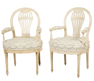 Bob Newhart A Pair of Louis XV style Painted Fauteuils