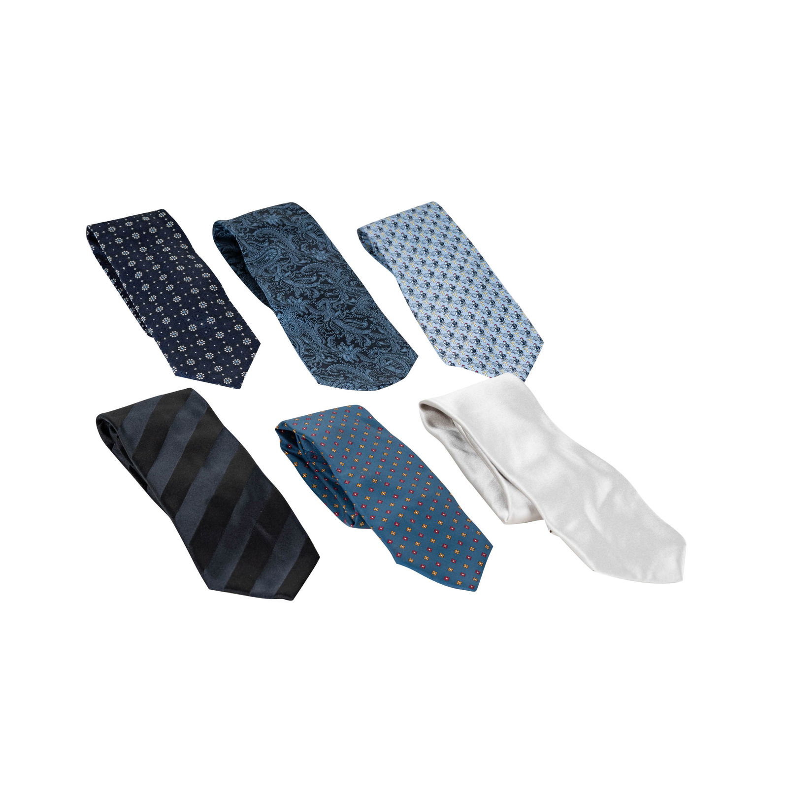 Bob Newhart: Six Designer Neckties: one Canali, one Cenci, one Vineyard Vines, Two Brioni, and one Turnbull and Asser [6 ties] Provenance: From The Legendary Estate of Bob and Ginnie Newhart, celebrated icons of American entertainment.