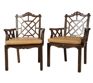Bob Newhart A Pair of Chippendale style Armchairs