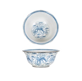Bob Newhart: A Chinese Blue and White Dragon Center Bowl