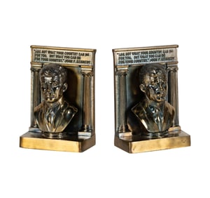 Bob Newhart: Pair of JFK Brass Bookends