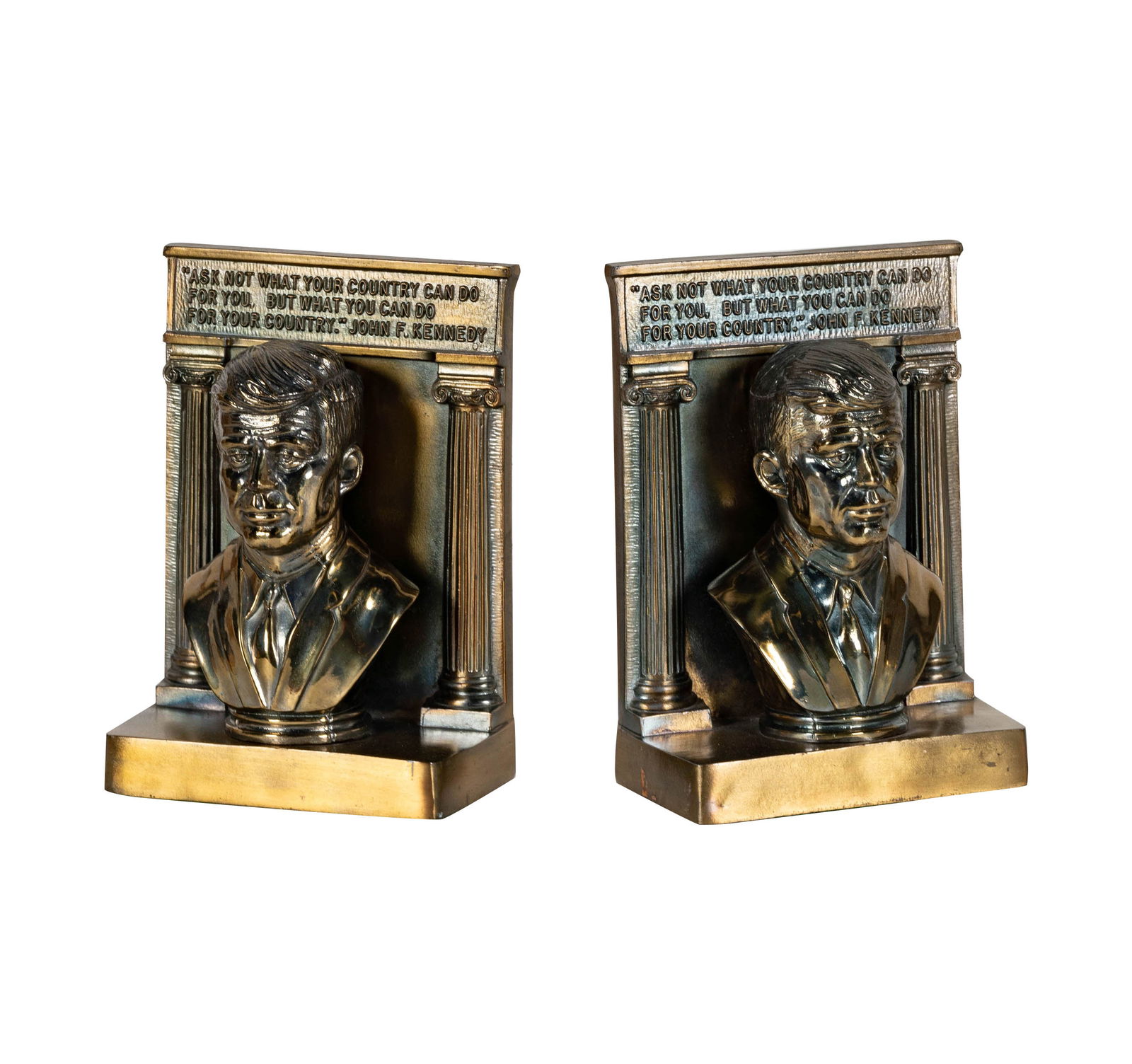 Bob Newhart: Pair of JFK Brass Bookends (1 of 8)