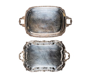 Bob Newhart: Two Silverplated Serving Trays