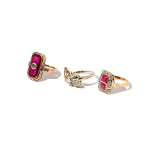 Three 14 Karat Gold Gem-set Rings