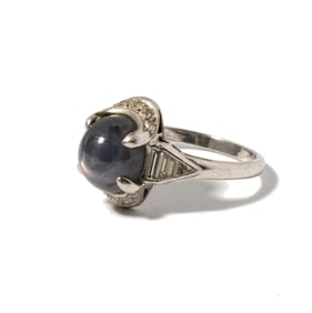 Platinum Diamond and Sapphire Ring